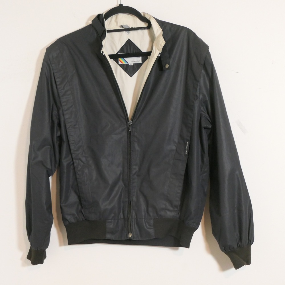 Vintage Members Only Mens Cafe Racer Jacket 42 Black 80s Retro Windbreaker